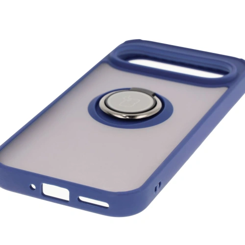 Etui z uchwytem na palec Bizon Case Hybrid Ring do Google Pixel 9 / 9 Pro przydymione z granatową ramką