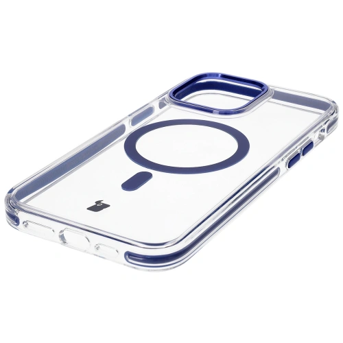 Etui z pierścieniem magnetycznym Bizon Case Marco do Apple iPhone 14 Pro Max przezroczyste z niebieską ramką
