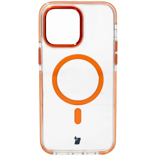 Etui z pierścieniem magnetycznym Bizon Case Marco do Apple iPhone 14 Pro Max przezroczyste z pomarańczową ramką