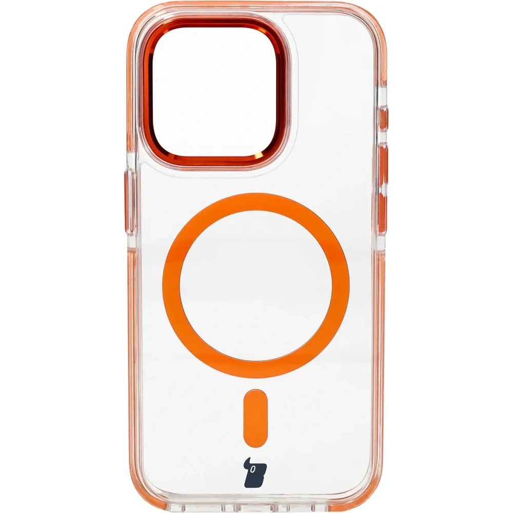 Hurtownia GSM - Etui z pierścieniem magnetycznym Bizon Case Marco do Apple iPhone 15 Pro przezroczyste z pomarańczową ramką - BIZ7077 - {ean13} - Hurt