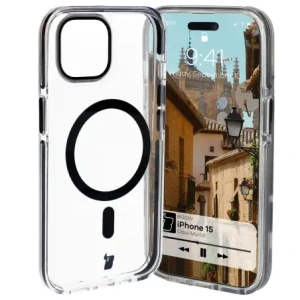 Hurtownia GSM - Etui z pierścieniem magnetickým Bizon Case Marco pro Apple iPhone 15 průhledné s černým rámečkem - BIZ7078 - {ean13} - Hurt