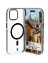 Etui z pierścieniem magnetycznym Bizon Case Marco do Apple iPhone 15 przezroczyste z czarną ramką