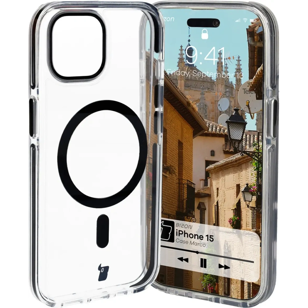 Wholesale Bizon Case Marco Apple iPhone 15 clear with black frame - BIZ7078 - {ean13} - Hurt