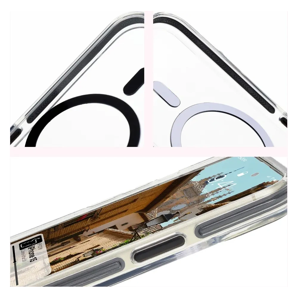 Wholesale Bizon Case Marco Apple iPhone 15 clear with black frame - BIZ7078 - {ean13} - Hurt
