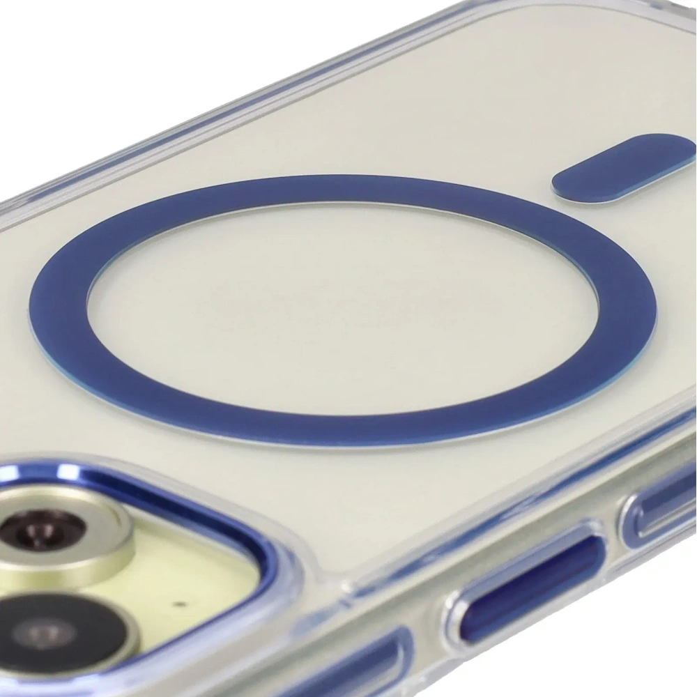 Hurtownia GSM - Etui z pierścieniem magnetycznym Bizon Case Marco do Apple iPhone 15 przezroczyste z niebieską ramką - BIZ7079 - {ean13} - Hurt