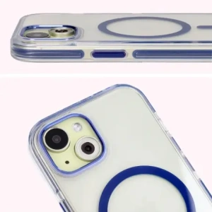 Hurtownia GSM - Etui s magnetickým kroužkem Bizon Case Marco pro Apple iPhone 15 průhledné s modrým rámem - BIZ7079 - {ean13} - Hurt