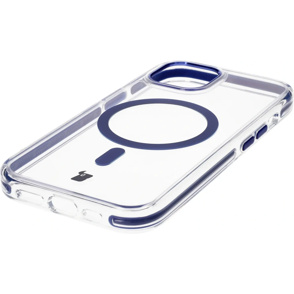 Hurtownia GSM - Etui z pierścieniem magnetycznym Bizon Case Marco do Apple iPhone 15 przezroczyste z niebieską ramką - BIZ7079 - {ean13} - Hurt