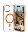 Bizon Case Marco Apple iPhone 15 klar mit orangefarbenem Rahmen