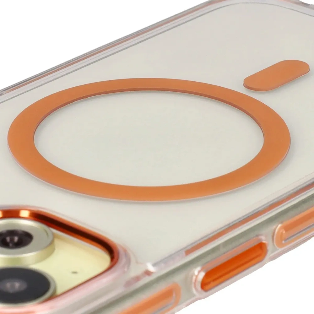 Hurtownia GSM - Etui z pierścieniem magnetycznym Bizon Case Marco do Apple iPhone 15 przezroczyste z pomarańczową ramką - BIZ7080 - {ean13} - Hurt