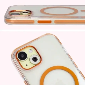 Hurtownia GSM - Etui z pierścieniem magnetickým Bizon Case Marco do Apple iPhone 15 průhledné s oranžovým rámem - BIZ7080 - {ean13} - Hurt