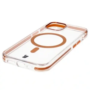 Hurtownia GSM - Etui z pierścieniem magnetickým Bizon Case Marco do Apple iPhone 15 průhledné s oranžovým rámem - BIZ7080 - {ean13} - Hurt