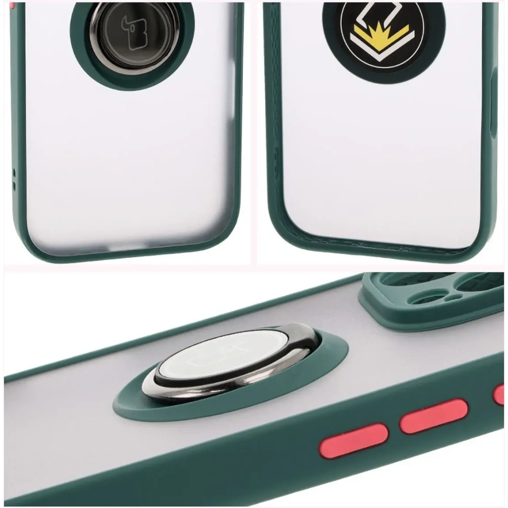 Hurtownia GSM - Bizon Case Hybrid Ring Apple iPhone 16 Pro Max rauchig mit einem dunkelgrünen Rahmen - BIZ7081 - {ean13} - Hurt