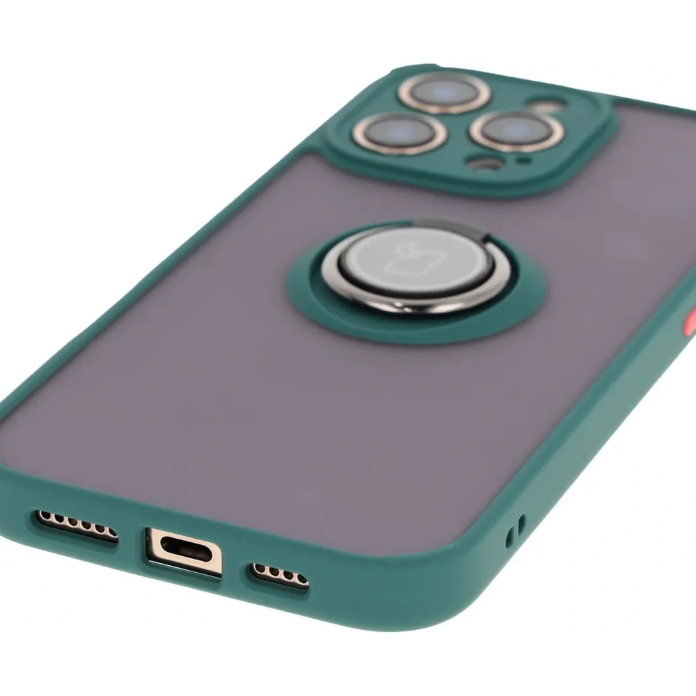 Hurtownia GSM - Bizon Case Hybrid Ring Apple iPhone 16 Pro Max fumuriu cu un cadru verde închis - BIZ7081 - {ean13} - Hurt