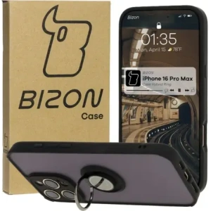 Hurtownia GSM - Bizon Case Hybrid Ring Apple iPhone 16 Pro Max fumuriu cu un cadru negru - BIZ7082 - {ean13} - Hurt