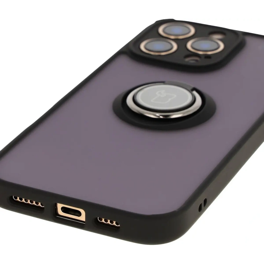 Hurtownia GSM - Bizon Case Hybrid Ring Apple iPhone 16 Pro Max fumuriu cu un cadru negru - BIZ7082 - {ean13} - Hurt