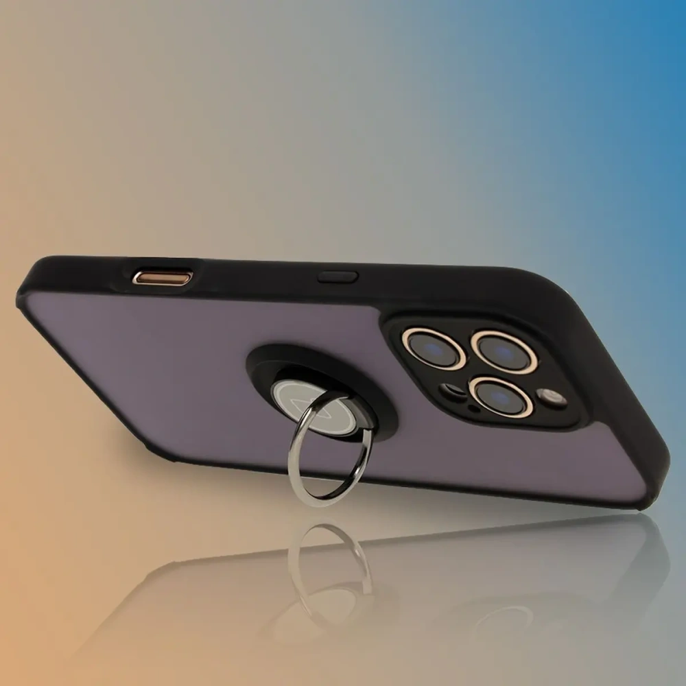 Hurtownia GSM - Etui s úchopem na prst Bizon Case Hybrid Ring pro Apple iPhone 16 Pro Max kouřové s černým rámečkem - BIZ7082 - {ean13} - Hurt