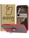Bizon Case Hybrid Ring Apple iPhone 16 Pro Max rauchig mit einem roten Rahmen