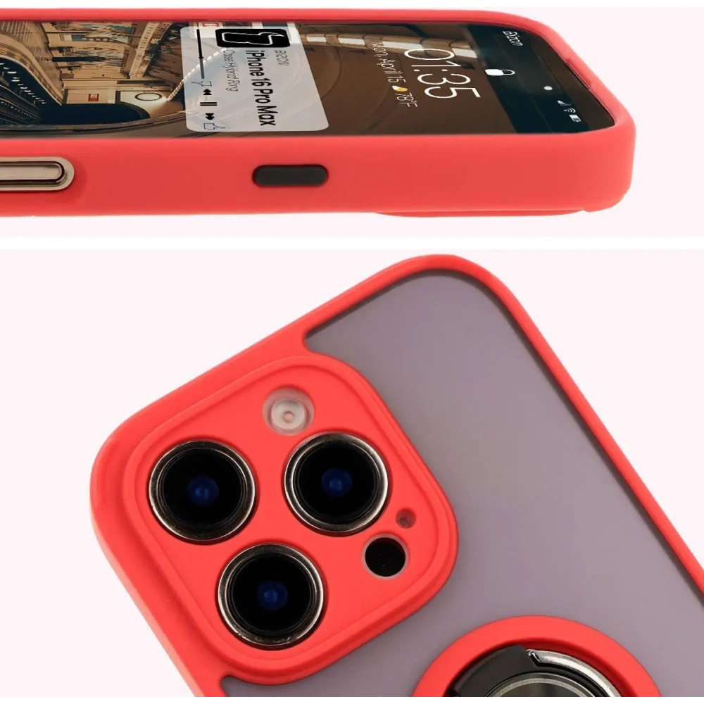 Hurtownia GSM - Bizon Case Hybrid Ring Apple iPhone 16 Pro Max rauchig mit einem roten Rahmen - BIZ7083 - {ean13} - Hurt