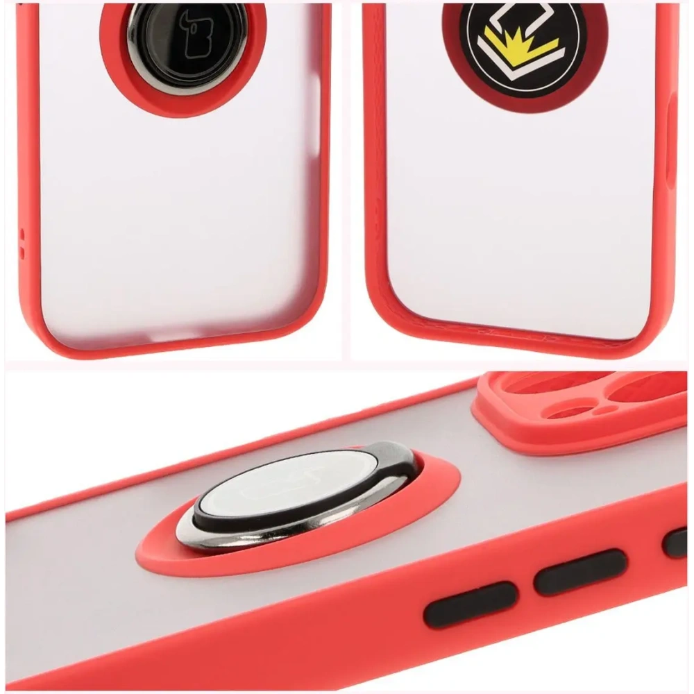 Hurtownia GSM - Bizon Case Hybrid Ring Apple iPhone 16 Pro Max rauchig mit einem roten Rahmen - BIZ7083 - {ean13} - Hurt