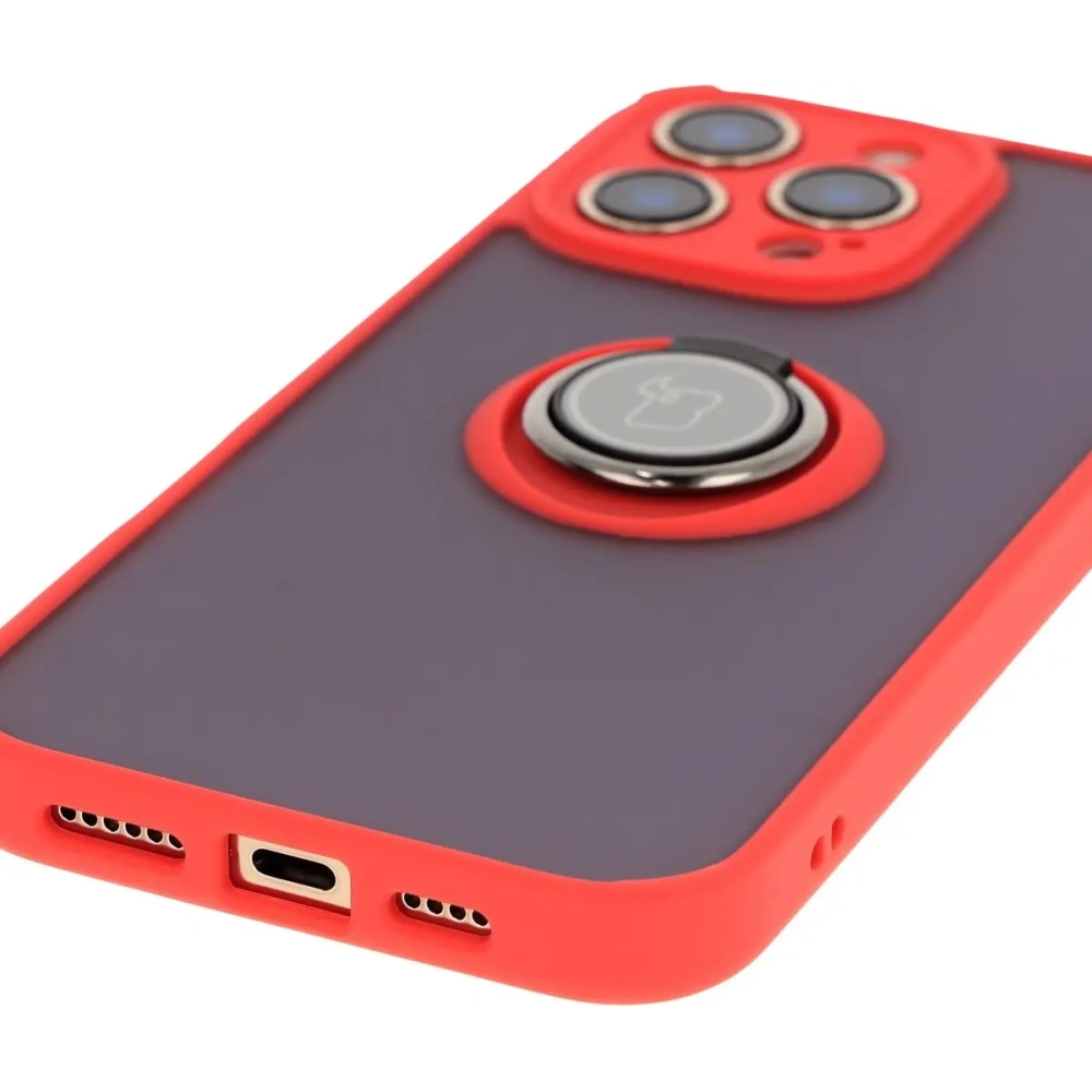 Hurtownia GSM - Bizon Case Hybrid Ring Apple iPhone 16 Pro Max rauchig mit einem roten Rahmen - BIZ7083 - {ean13} - Hurt