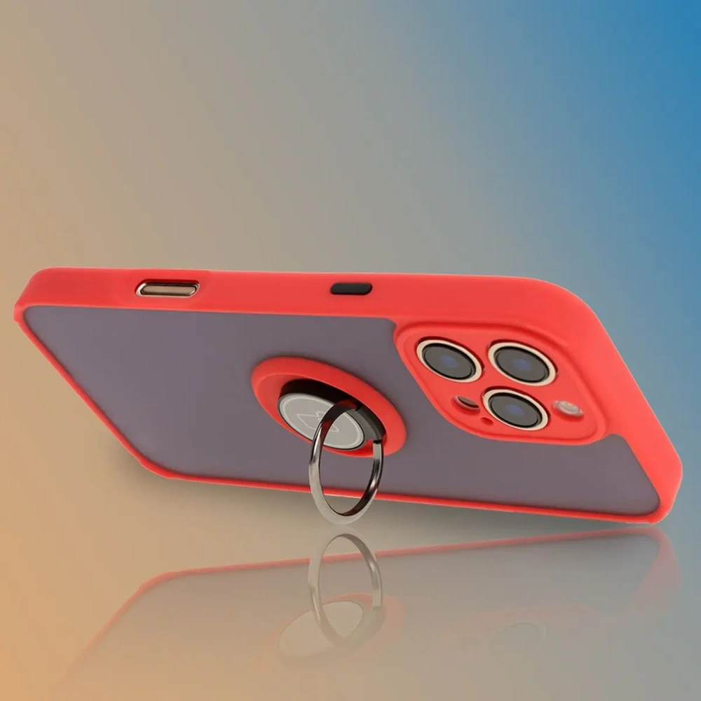Wholesale Bizon Case Hybrid Ring Apple iPhone 16 Pro Max smoky with a red frame - BIZ7083 - {ean13} - Hurt