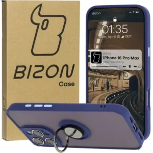Hurtownia GSM - Bizon Case Hybrid Ring Apple iPhone 16 Pro Max fumuriu cu un cadru albastru marin - BIZ7084 - {ean13} - Hurt