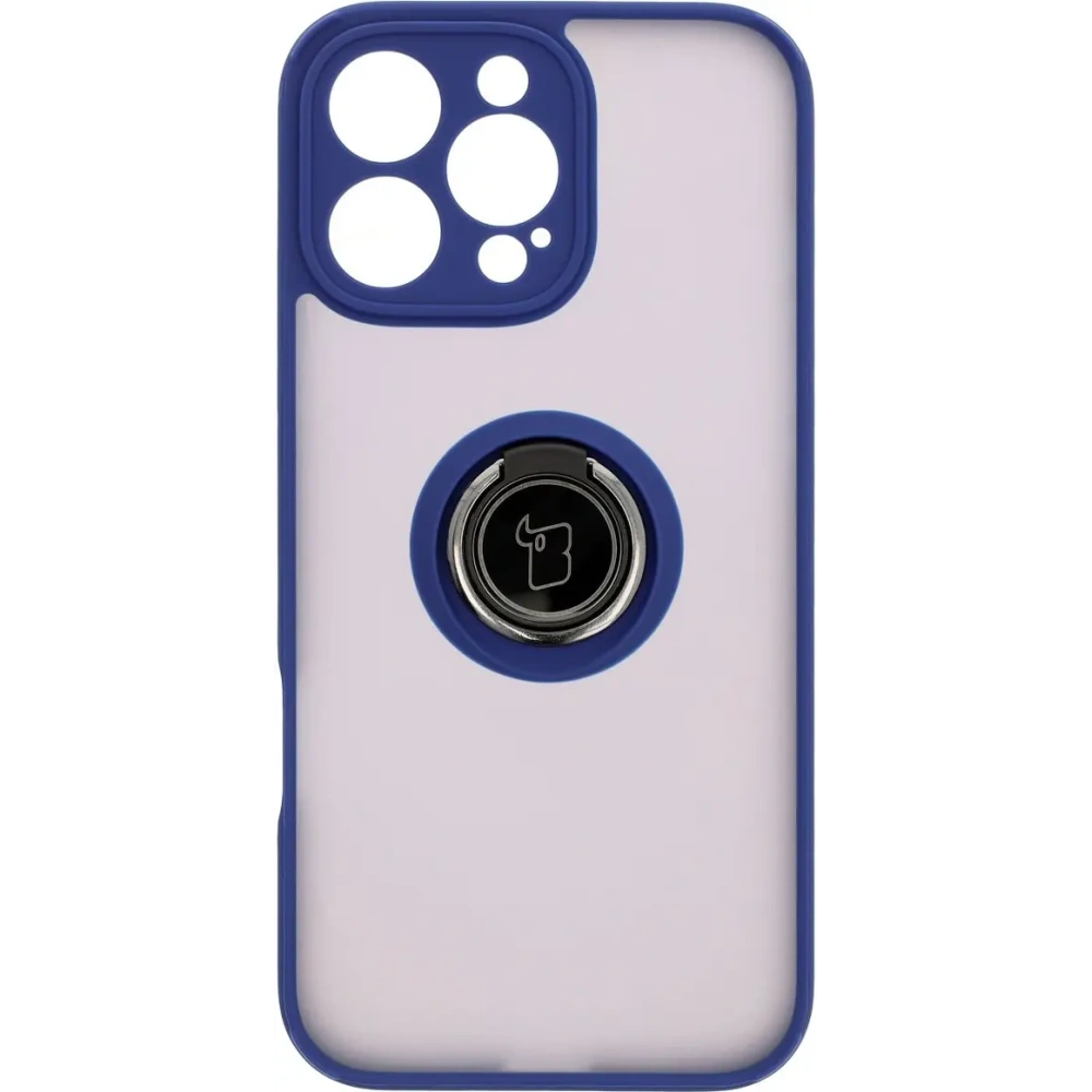 Hurtownia GSM - Bizon Case Hybrid Ring Apple iPhone 16 Pro Max rauchig mit einem marineblauen Rahmen - BIZ7084 - {ean13} - Hurt