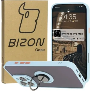 Hurtownia GSM - Bizon Case Hybrid Ring Apple iPhone 16 Pro Max fumuriu cu un cadru albastru deschis - BIZ7085 - {ean13} - Hurt