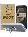 Etui z uchwytem na palec Bizon Case Hybrid Ring do Apple iPhone 16 Pro Max przydymione z jasnoniebieską ramką