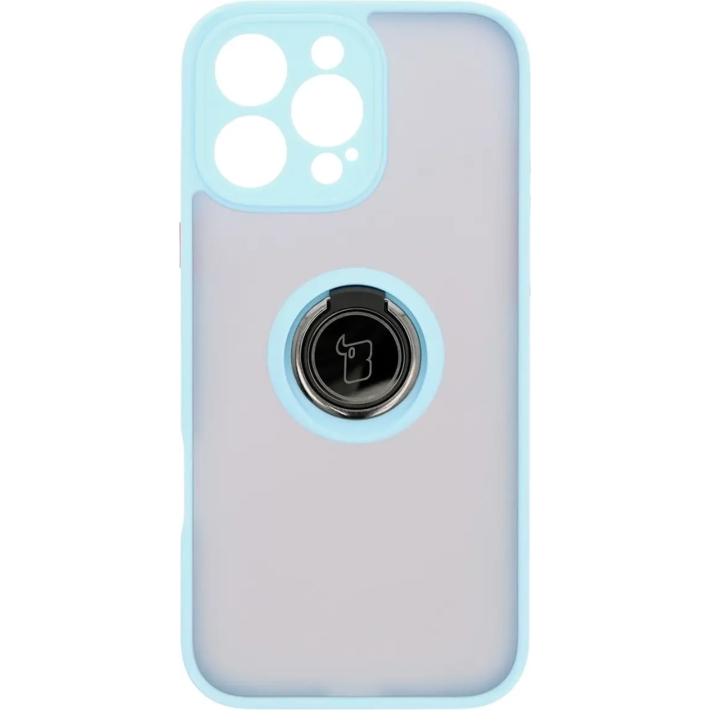 Hurtownia GSM - Bizon Case Hybrid Ring Apple iPhone 16 Pro Max rauchig mit einem hellblauen Rahmen - BIZ7085 - {ean13} - Hurt