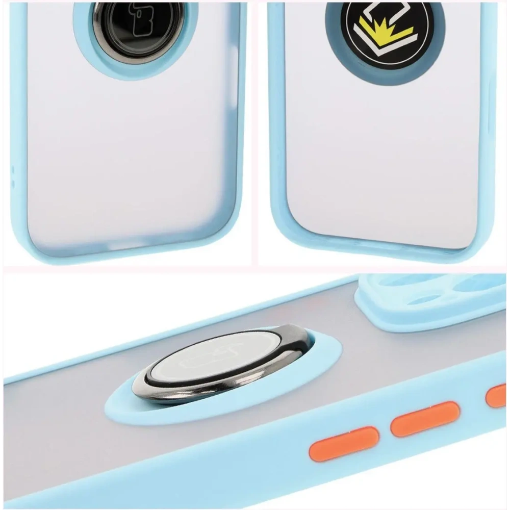 Hurtownia GSM - Bizon Case Hybrid Ring Apple iPhone 16 Pro Max rauchig mit einem hellblauen Rahmen - BIZ7085 - {ean13} - Hurt