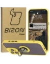 Bizon Case Hybrid Ring Apple iPhone 16 Pro Max rauchig mit einem gelben Rahmen
