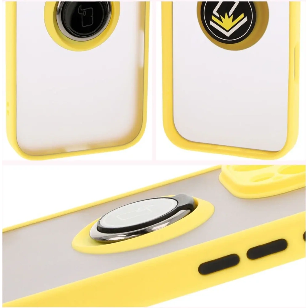 Hurtownia GSM - Bizon Case Hybrid Ring Apple iPhone 16 Pro Max rauchig mit einem gelben Rahmen - BIZ7086 - {ean13} - Hurt