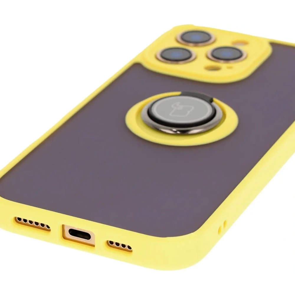Hurtownia GSM - Bizon Case Hybrid Ring Apple iPhone 16 Pro Max rauchig mit einem gelben Rahmen - BIZ7086 - {ean13} - Hurt
