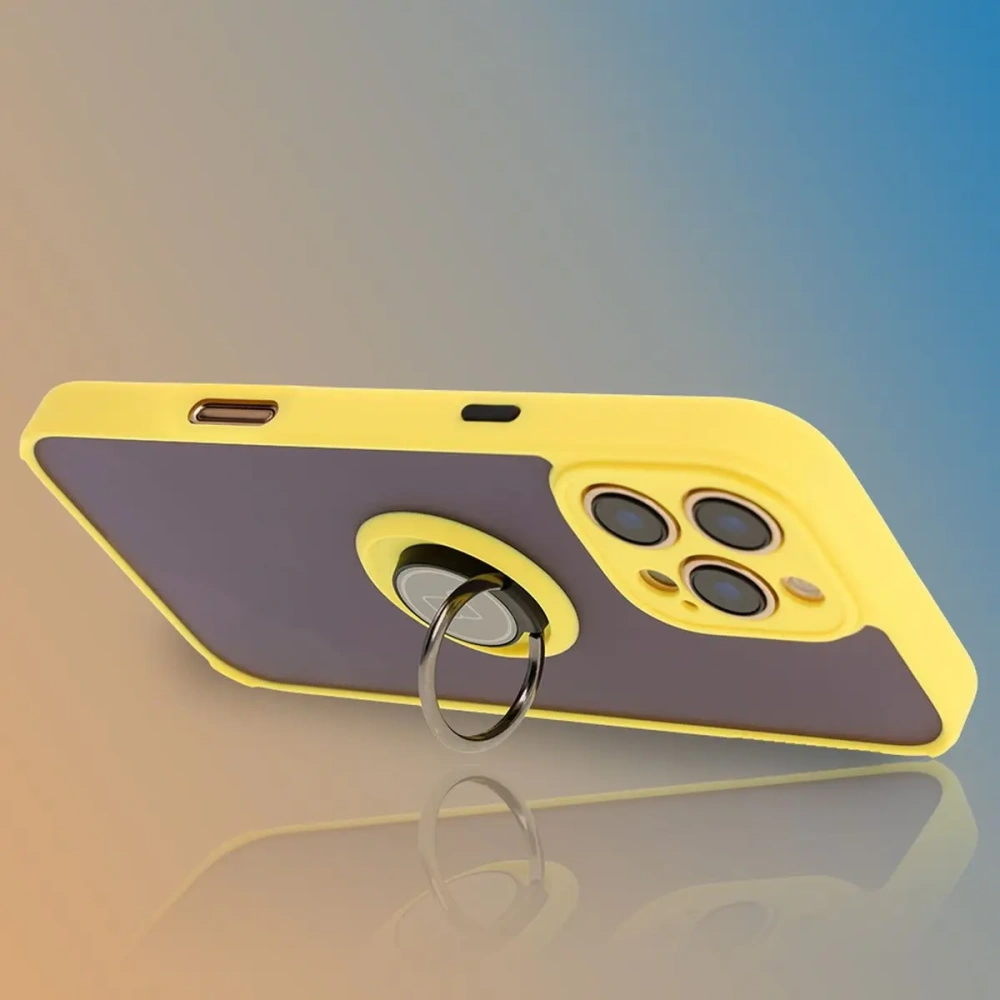 Wholesale Bizon Case Hybrid Ring Apple iPhone 16 Pro Max smoky with a yellow frame - BIZ7086 - {ean13} - Hurt