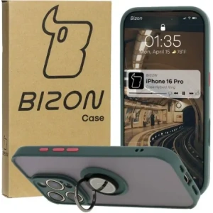 Hurtownia GSM - Bizon Case Hybrid Ring Apple iPhone 16 Pro fumuriu cu un cadru verde închis - BIZ7087 - {ean13} - Hurt