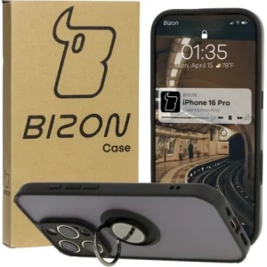 Hurtownia GSM - Bizon Case Hybrid Ring Apple iPhone 16 Pro fumuriu cu un cadru negru - BIZ7088 - {ean13} - Hurt