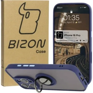 Hurtownia GSM - Bizon Case Hybrid Ring Apple iPhone 16 Pro fumuriu cu un cadru albastru închis - BIZ7090 - {ean13} - Hurt