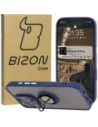 Etui z uchwytem na palec Bizon Case Hybrid Ring do Apple iPhone 16 Pro przydymione z granatową ramką