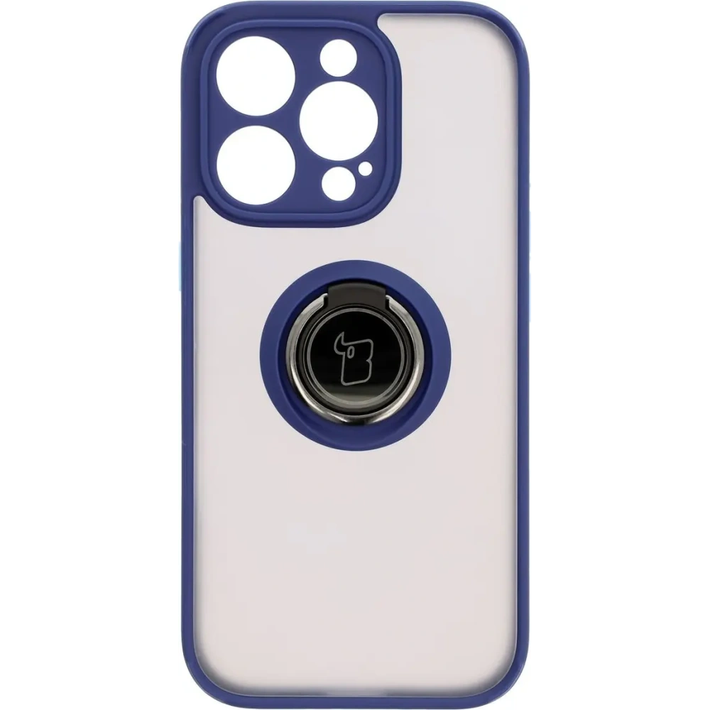 Wholesale Bizon Case Hybrid Ring Apple iPhone 16 Pro smoky with a navy blue frame - BIZ7090 - {ean13} - Hurt