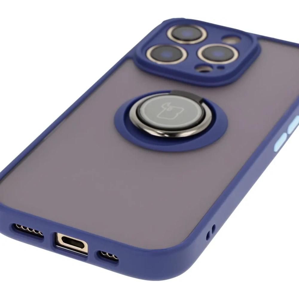 Hurtownia GSM - Bizon Case Hybrid Ring Apple iPhone 16 Pro fumuriu cu un cadru albastru închis - BIZ7090 - {ean13} - Hurt