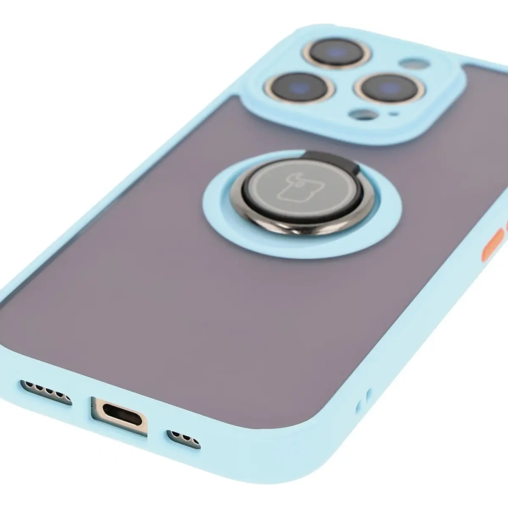Wholesale Bizon Case Hybrid Ring Apple iPhone 16 Pro smoky with a light blue frame - BIZ7091 - {ean13} - Hurt