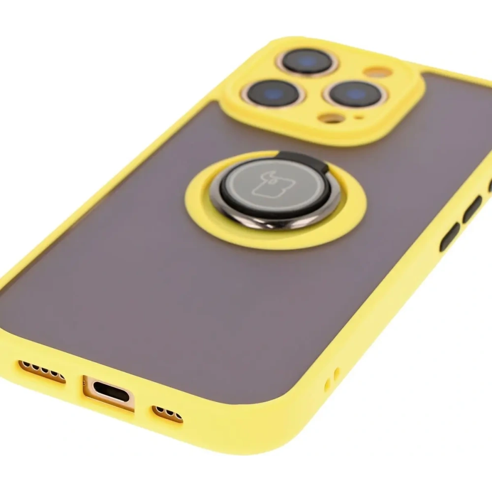 Hurtownia GSM - Bizon Case Hybrid Ring Apple iPhone 16 Pro fumuriu cu un cadru galben - BIZ7092 - {ean13} - Hurt