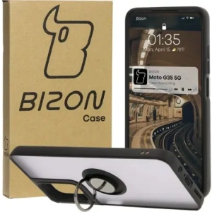 Hurtownia GSM - Etui s úchytem na prst Bizon Case Hybrid Ring pro Motorola Moto G35 5G kouřové s černým rámem - BIZ7094 - {ean13} - Hurt