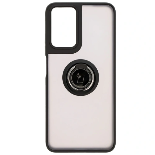 Etui z uchwytem na palec Bizon Case Hybrid Ring do Motorola Moto G35 5G przydymione z czarną ramką
