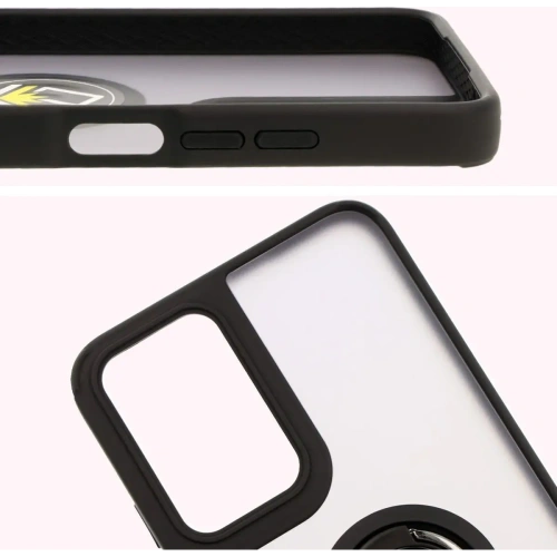 Etui z uchwytem na palec Bizon Case Hybrid Ring do Motorola Moto G35 5G przydymione z czarną ramką