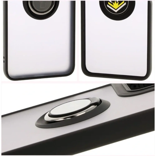 Etui z uchwytem na palec Bizon Case Hybrid Ring do Motorola Moto G35 5G przydymione z czarną ramką