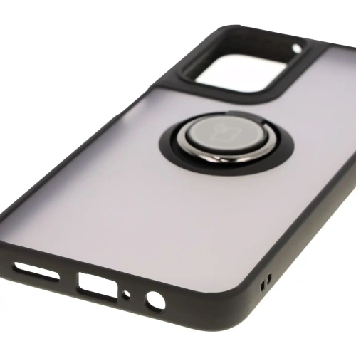 Etui z uchwytem na palec Bizon Case Hybrid Ring do Motorola Moto G35 5G przydymione z czarną ramką