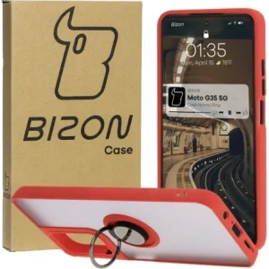 Hurtownia GSM - Etui s úchopem na prst Bizon Case Hybrid Ring pro Motorola Moto G35 5G kouřové s červeným rámem - BIZ7095 - {ean13} - Hurt