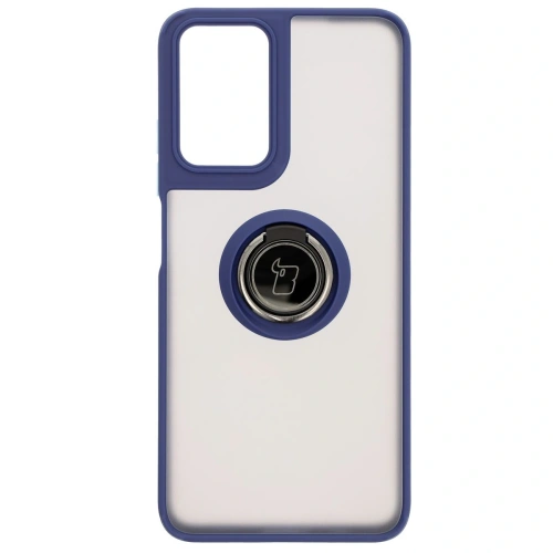 Etui z uchwytem na palec Bizon Case Hybrid Ring do Motorola Moto G35 5G przydymione z granatową ramką